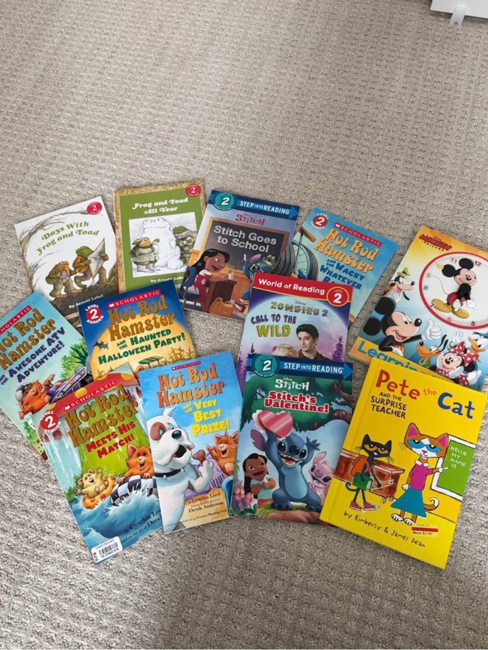 Scholastic Kids Book Lot - Hot Rod Hamster, Frog and Toad, Stitch, Pete the Cat